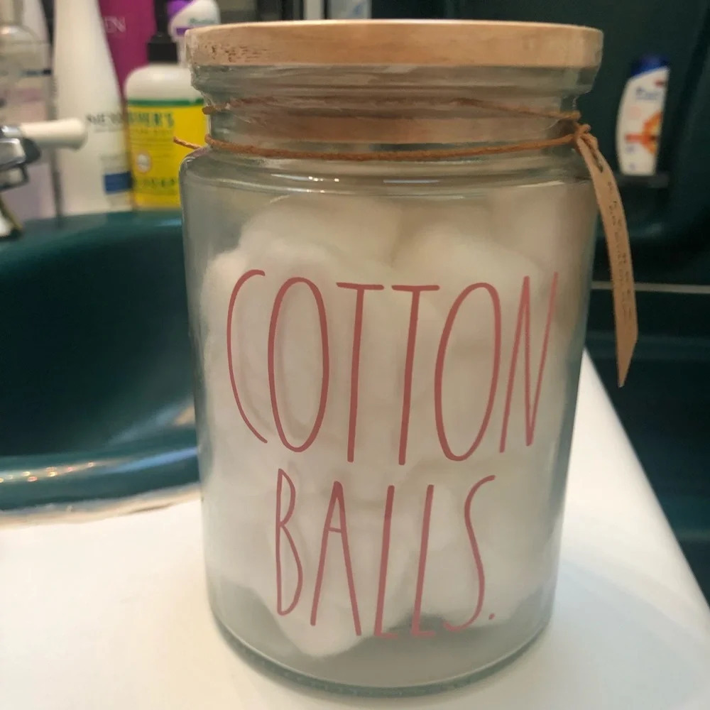 NEW RAE DUNN COTTON BALL JAR